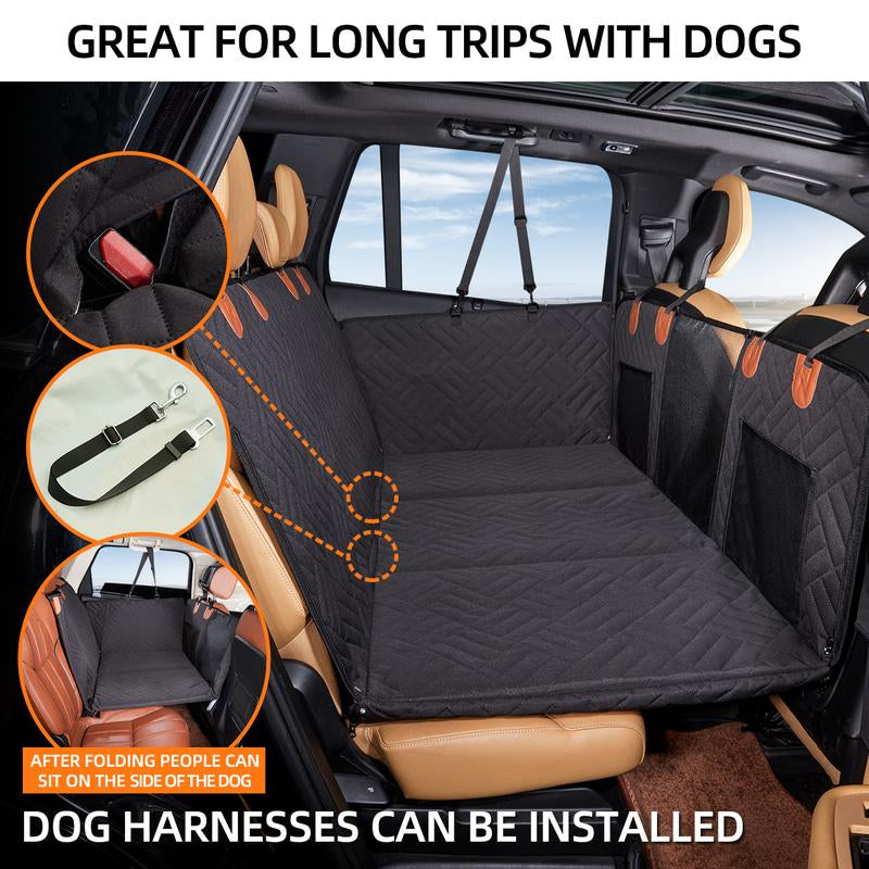 Back Seat Extender,Dog Seat Cover for Back Seat,Hard Bottom Car Seat Cover for Dogs,Dog Hammock for Car,Back Seat Pet Cover for Dogs(Black)