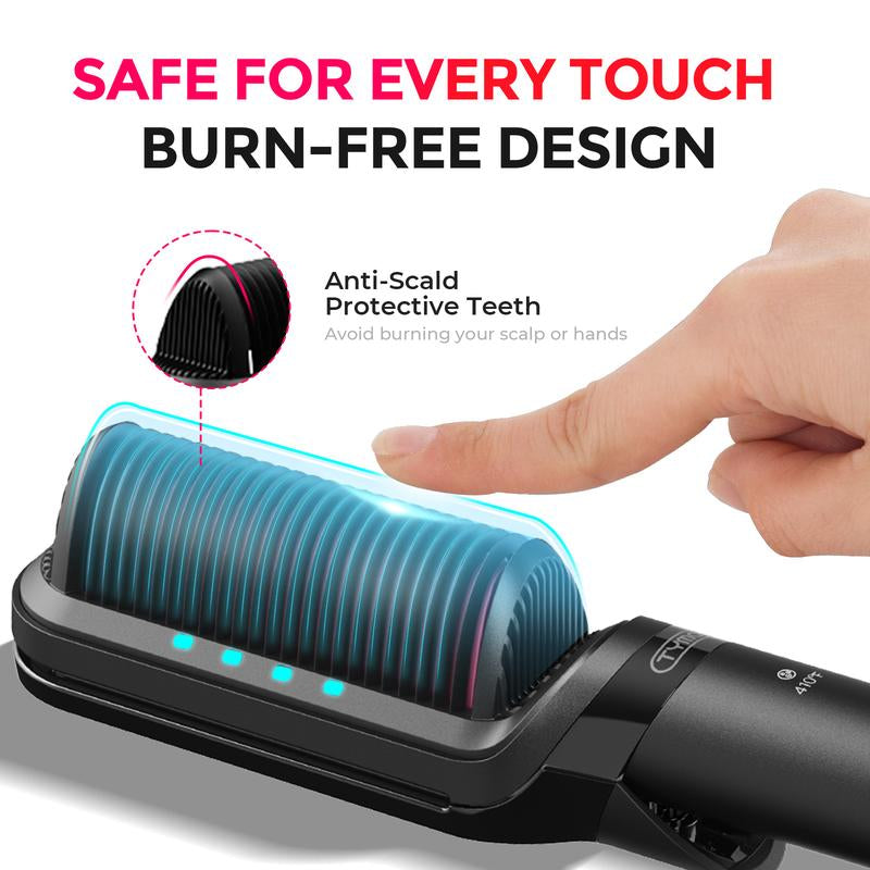 TYMO FLIPRO 3-In-1 Hair Straightener Comb & Styling Tool — Multifunctional Straightening Brush, Ceramic Coating, Fast Heat-Up, Comfort, Negative Ions, Hairbrush, Hot Flat Iron, Multi-Function Hair Styling Tool