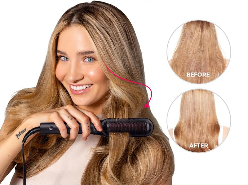 TYMO FLIPRO 3-In-1 Hair Straightener Comb & Styling Tool — Multifunctional Straightening Brush, Ceramic Coating, Fast Heat-Up, Comfort, Negative Ions, Hairbrush, Hot Flat Iron, Multi-Function Hair Styling Tool