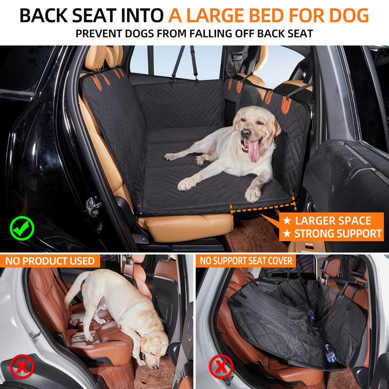 Back Seat Extender,Dog Seat Cover for Back Seat,Hard Bottom Car Seat Cover for Dogs,Dog Hammock for Car,Back Seat Pet Cover for Dogs(Black)