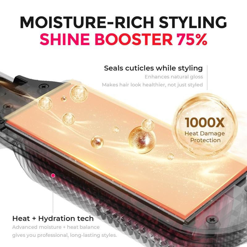 TYMO FLIPRO 3-In-1 Hair Straightener Comb & Styling Tool — Multifunctional Straightening Brush, Ceramic Coating, Fast Heat-Up, Comfort, Negative Ions, Hairbrush, Hot Flat Iron, Multi-Function Hair Styling Tool