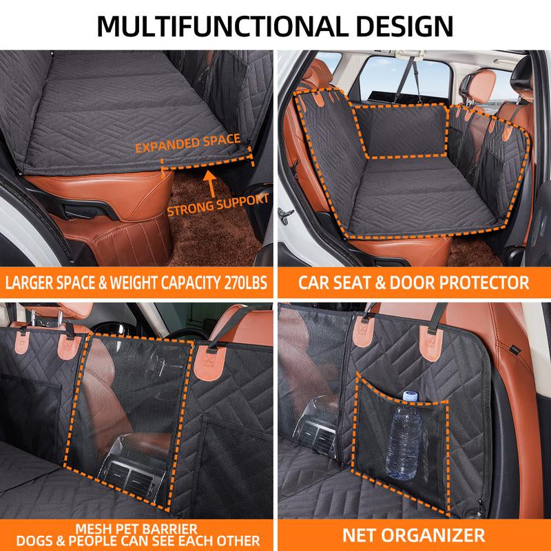 Back Seat Extender,Dog Seat Cover for Back Seat,Hard Bottom Car Seat Cover for Dogs,Dog Hammock for Car,Back Seat Pet Cover for Dogs(Black)
